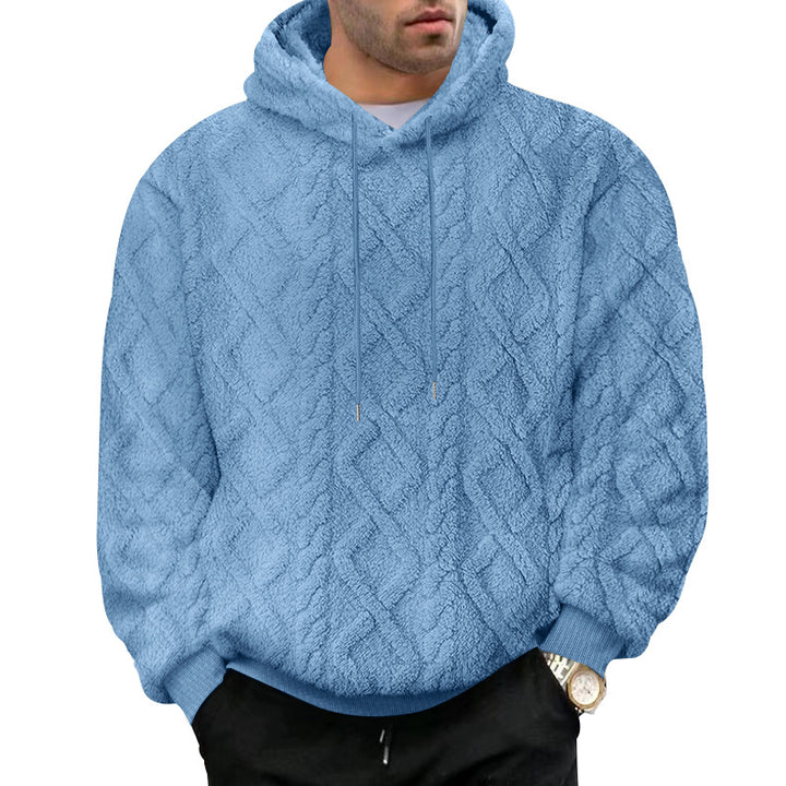Herren nan strukturiertes Sherpa-Kapuzenpullover mit Diamant‑Steppung, Kordelzugkapuze und gerippten Bündchen Drune