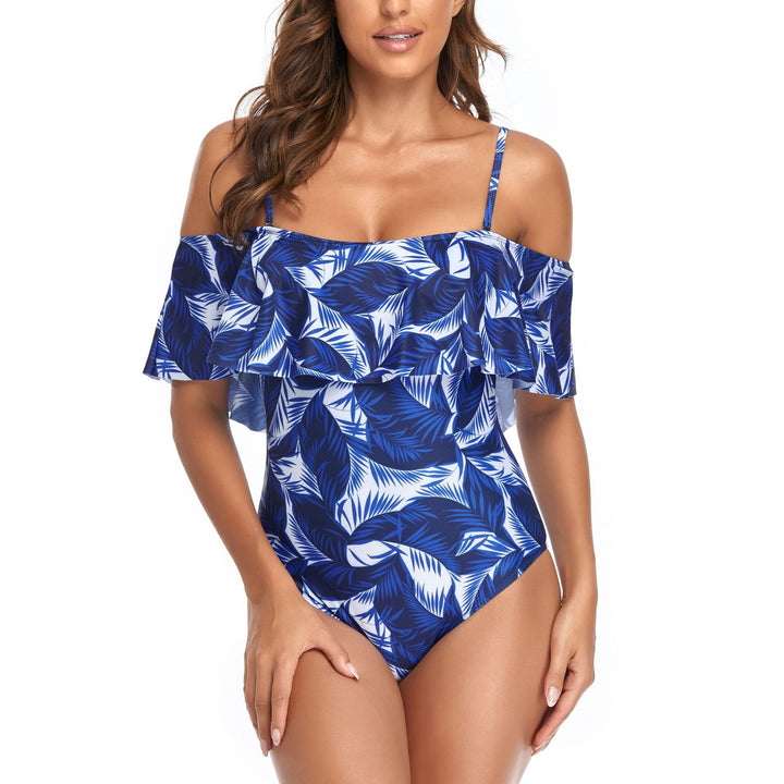 Damen Einteiliger Badeanzug mit Rüschendetails und floralem Muster Drune