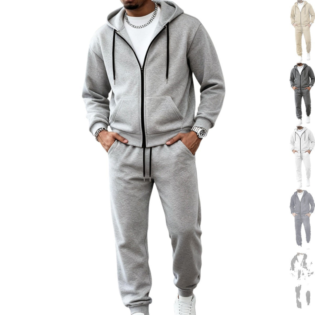 Herren nan zweiteiliges Jogginganzug-Set mit durchgehendem Reißverschluss Kapuzenjacke und taillierter Jogginghose Drune