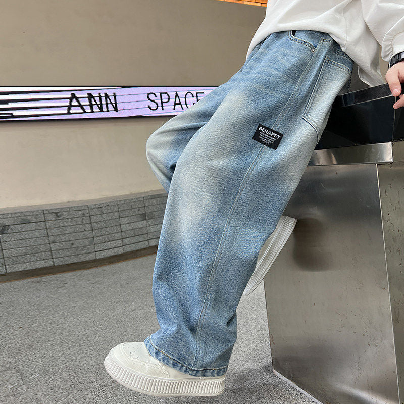 Unisex weite Denim-Hose mit verstellbarem Bund Drune