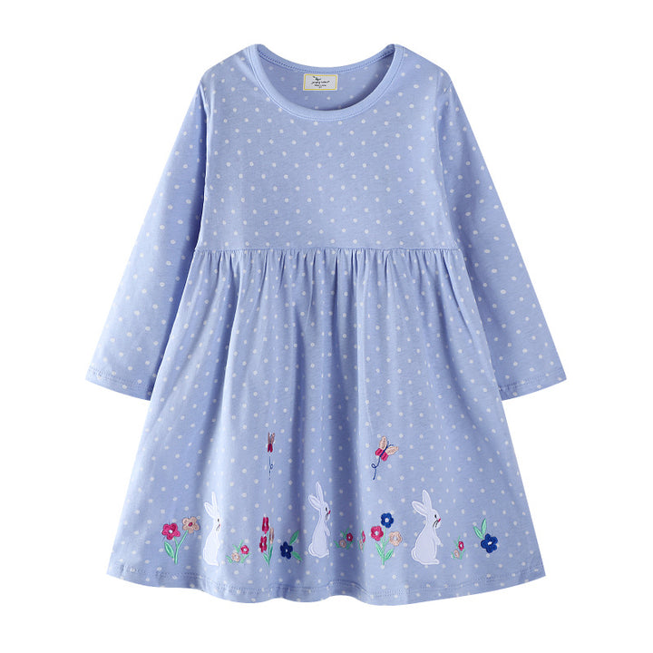Mädchen Baumwollkleid mit niedlichem Hasenmotiv Drune