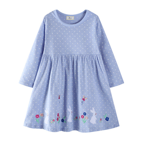 Mädchen Baumwollkleid mit niedlichem Hasenmotiv Drune