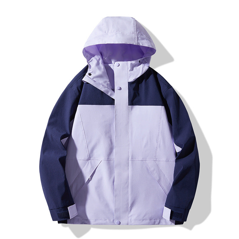 Herren Technische Colorblock Softshell‑Regenjacke mit verstellbarer Kapuze Drune