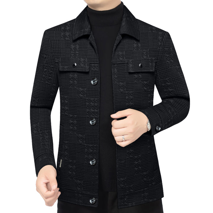 Herren Strukturiertes Overshirt im Glencheck-Relief mit Hemdkragen Drune