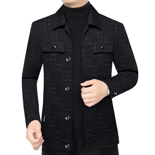 Herren Strukturiertes Overshirt im Glencheck-Relief mit Hemdkragen Drune