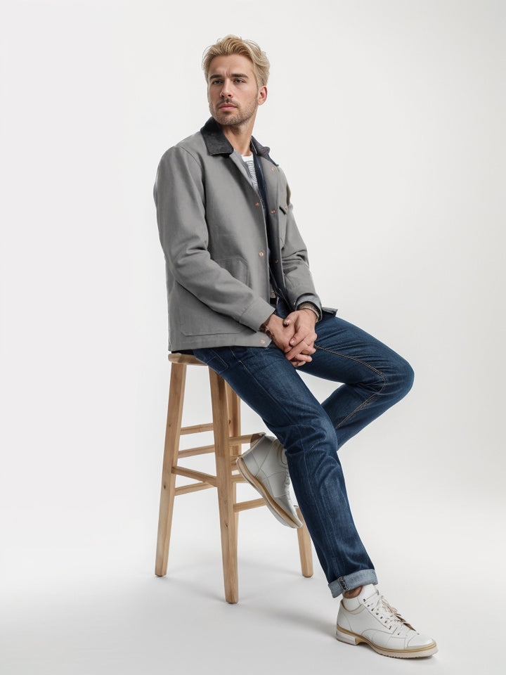 Herren lässige Baumwolljacke im Worker-Stil Drune
