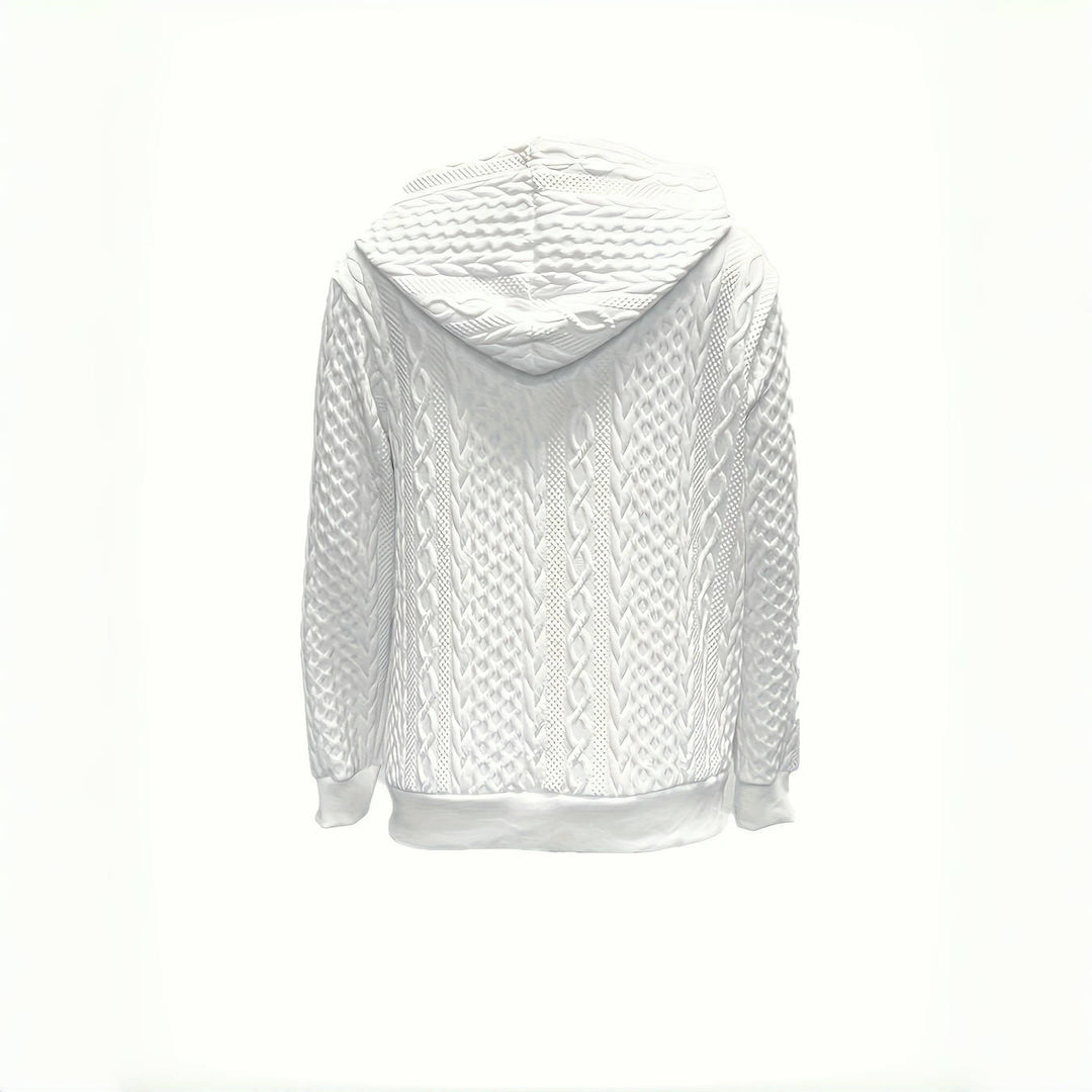 Damen elegante Strickjacke mit Kapuze und Zopfmuster Drune
