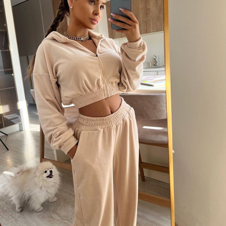 Damen lässiger Jumpsuit mit cropped Oberteil und weitem Bein Drune
