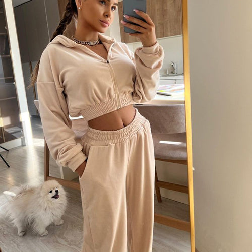 Damen lässiger Jumpsuit mit cropped Oberteil und weitem Bein Drune