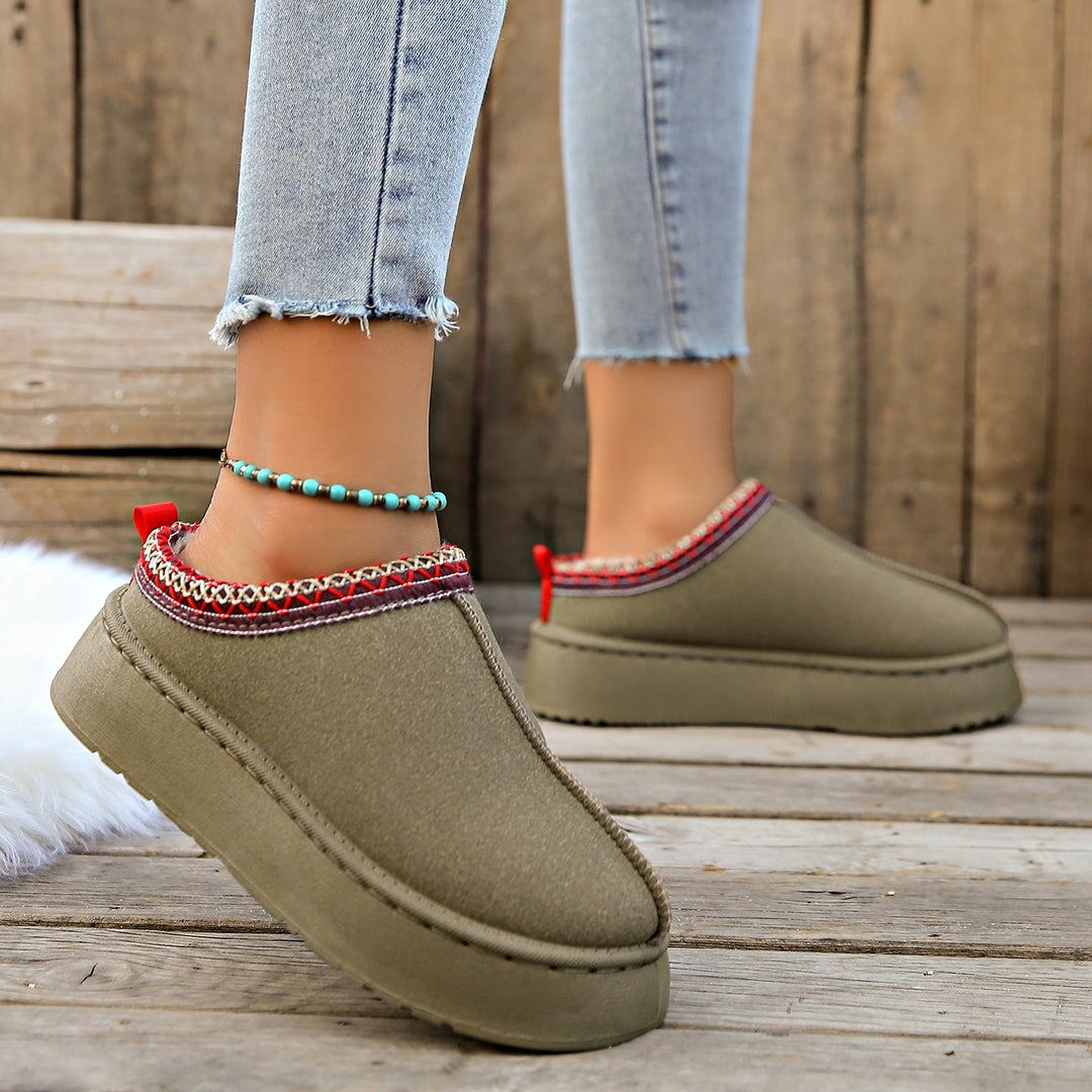 Damen Gefütterte Hausschuhe-Mules mit Teddyfutter und dekorativem Strickbesatz Drune