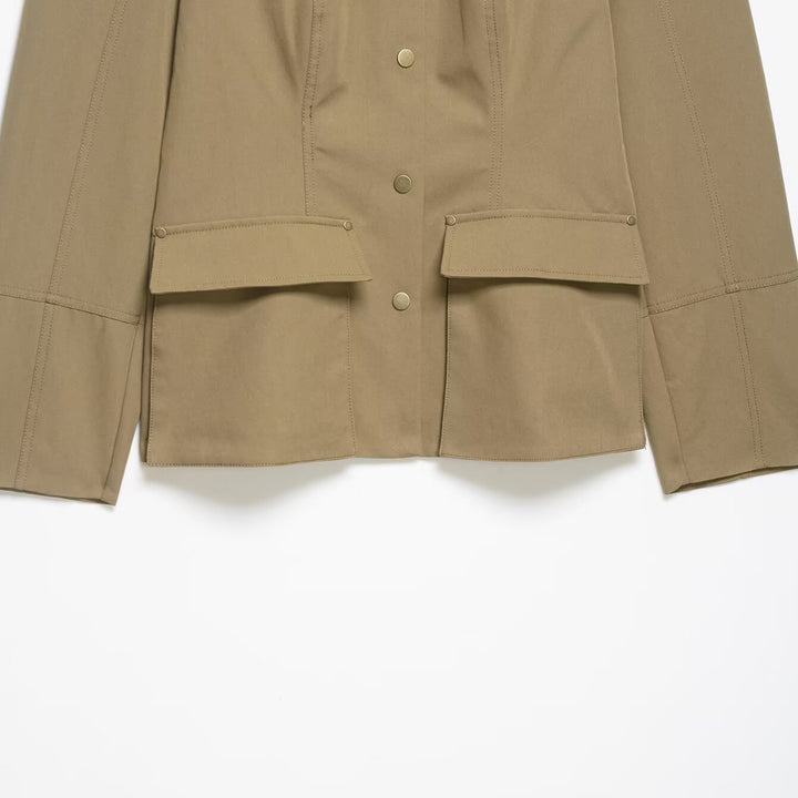 Damen Utility-Safarijacke mit Stehkragen, aufgesetzten Klappentaschen und Epauletten Drune
