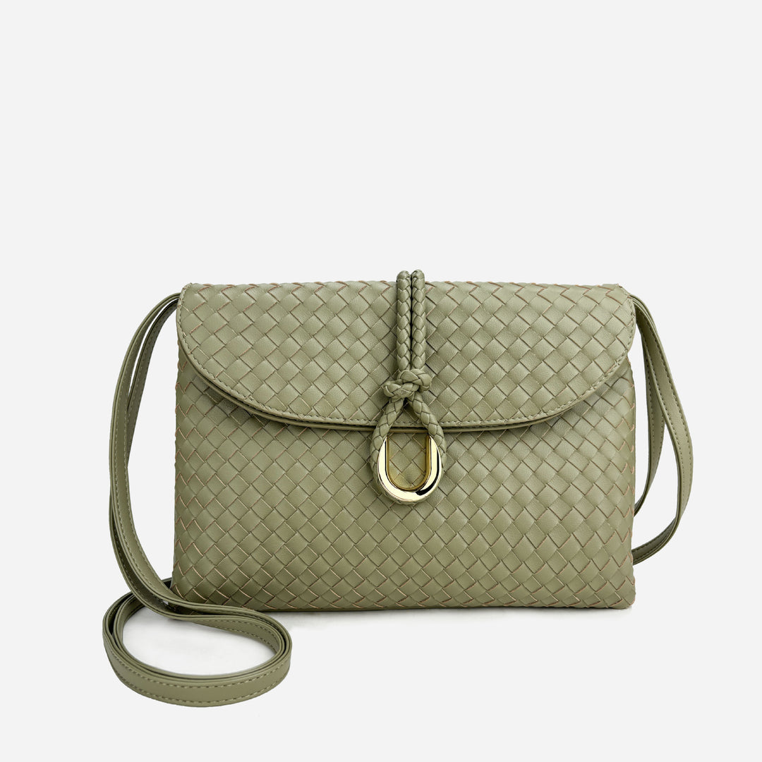Damen handgewebte Leder-Clutch mit Distinktivverschluss Drune