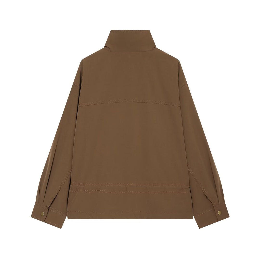Damen Übergangsjacke mit Stehkragen, Tunnelzug und Utility-Taschen Drune