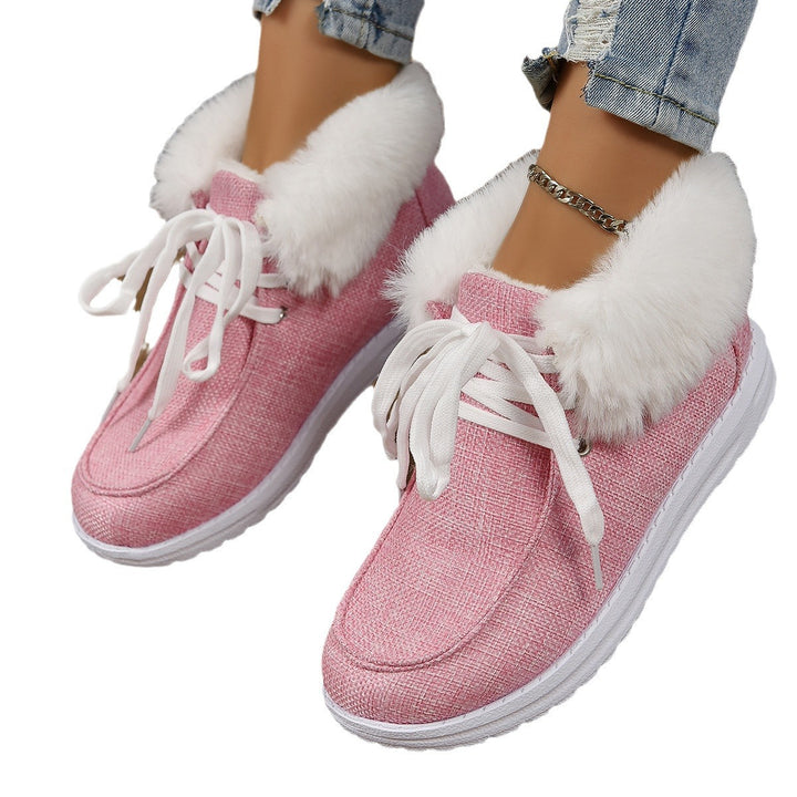 Damen Komfortable Sneaker mit Plüschkragen und rutschfester Sohle Drune