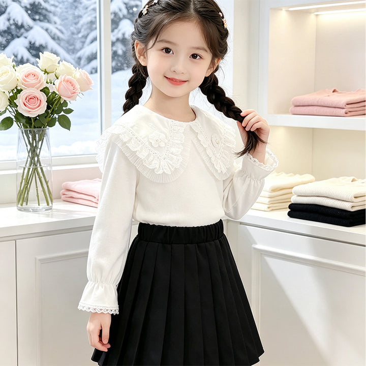 Mädchen Bluse mit romantischem Rüschensaum und feiner Stickerei Drune