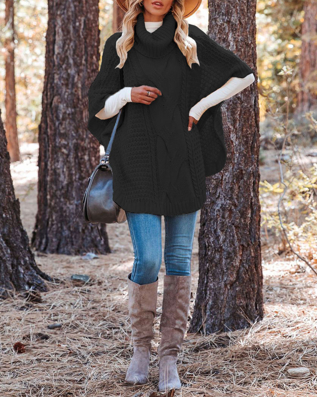 Damen Strickpullover im Poncho-Stil Drune