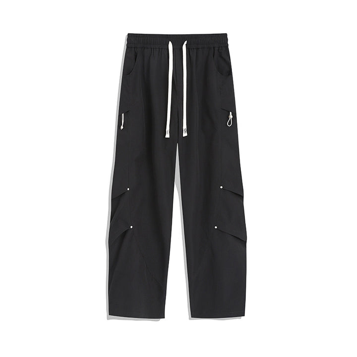 Herren Utility-Cargo-Loungehose mit Tunnelzugbund, Mehrfachtaschen & weitem Bein Drune