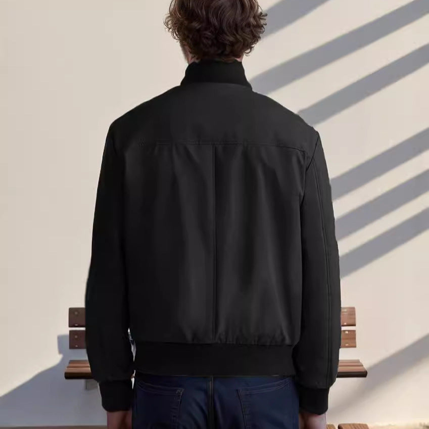 Herren Casual-Bomberjacke mit hohem Kragen und praktischen Taschen Drune