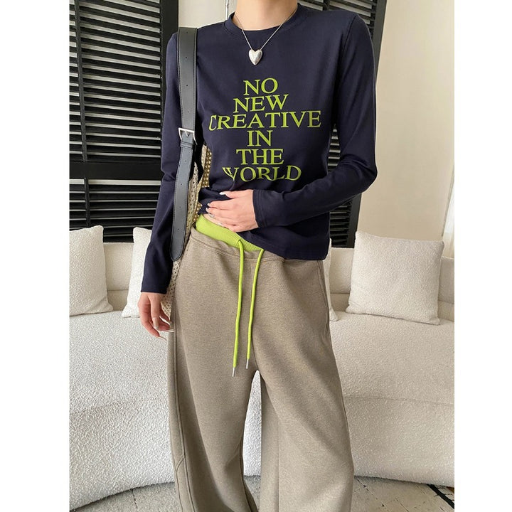 Damen Langarmshirt mit kreativem Aufdruck und modischem Schnitt Drune