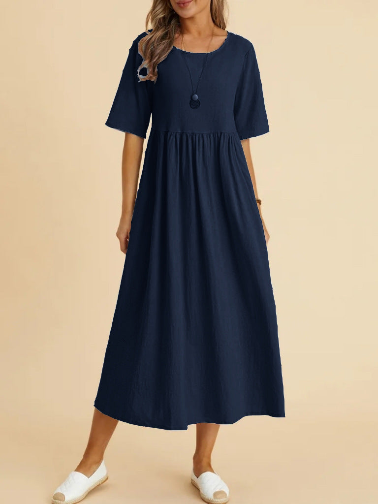 Damen Maxikleid mit lässigem Schnitt und Kurzärmeln Drune