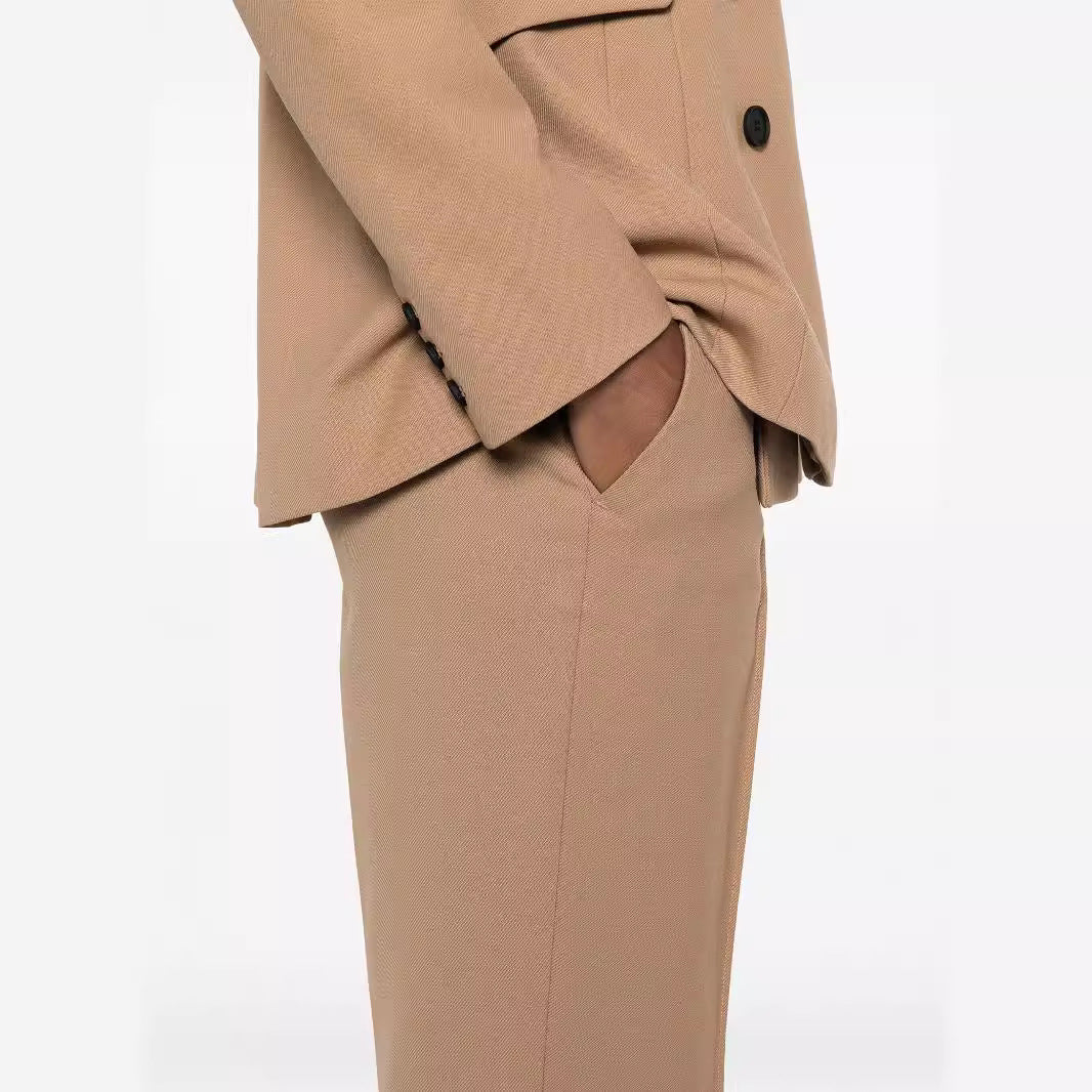 Damen Hochtaillierte ausgestellte Wollmix‑Tailoring‑Hose mit Bügelfalte Drune