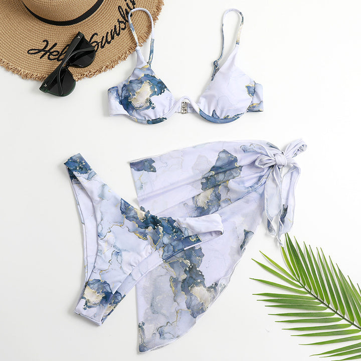 Damen Triangel-Bikini-Set mit asymmetrischem Wickelrock Drune