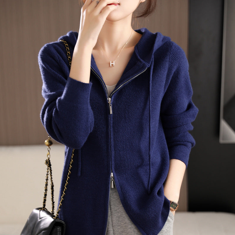 Damen Kuschelige Kapuzenjacke aus weichem Strick Drune