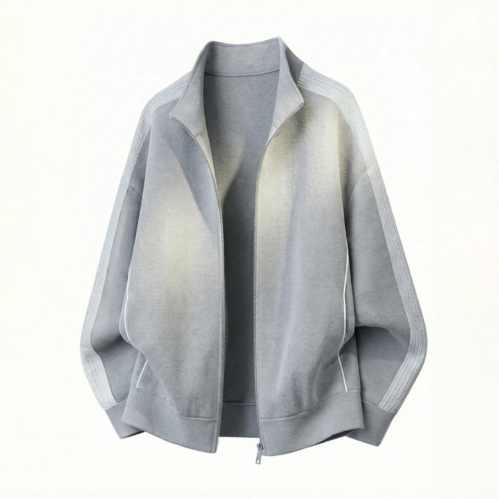 Herren Oversize-Zipjacke aus Fleece mit Stehkragen und strukturierten Ärmeleinsätzen Drune