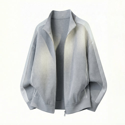 Herren Oversize-Zipjacke aus Fleece mit Stehkragen und strukturierten Ärmeleinsätzen Drune