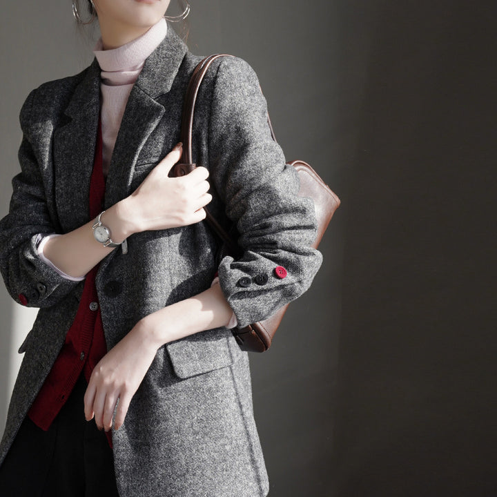 Damen Eleganter Wollblazer mit modischem Schnitt Drune