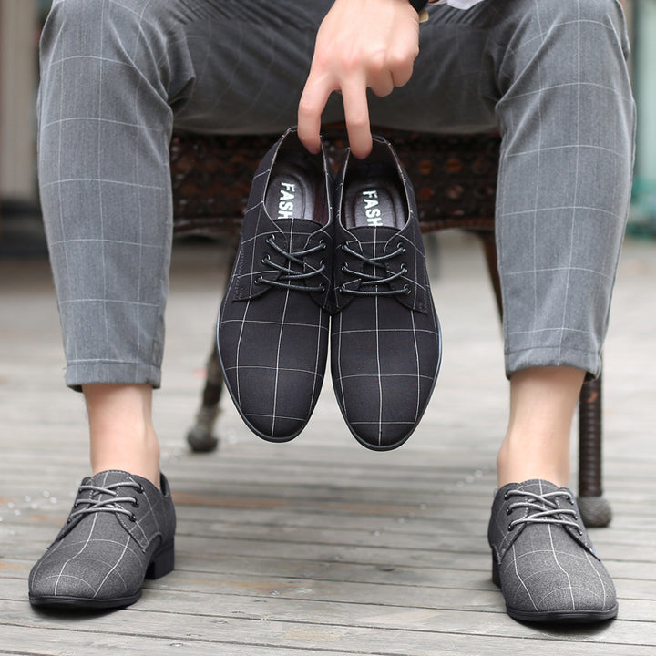 Herren Eleganter kariert-musterierter Derby-Halbschuh mit schmaler Spitzform Drune