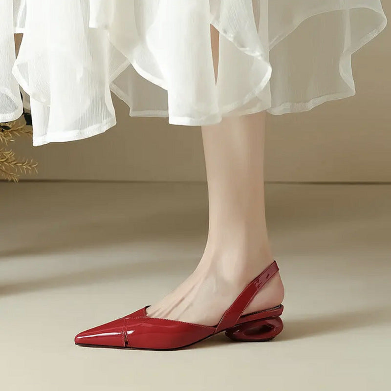 Damen Spitz zulaufende Slingback‑Pumps mit skulpturellem Hohlabsatz Drune