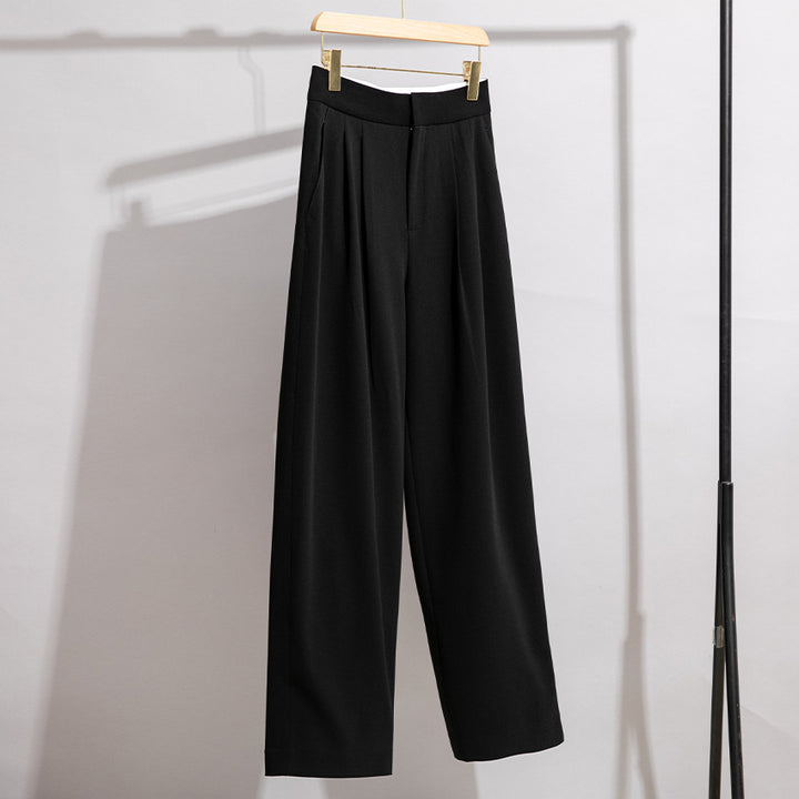 Damen Hochtaillierte Plissee-Bundhose mit weitem Bein Drune