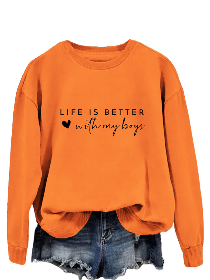 Damen gemütlicher Rundhals-Sweater mit inspirierendem Aufdruck Drune