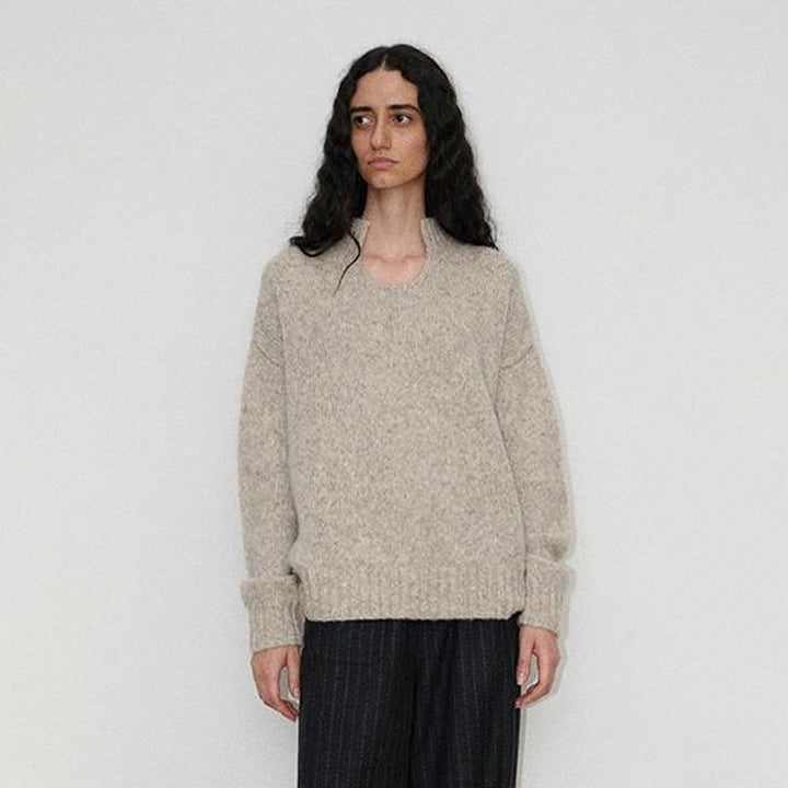 Damen Grobstrickpullover mit steigendem Kragen Drune