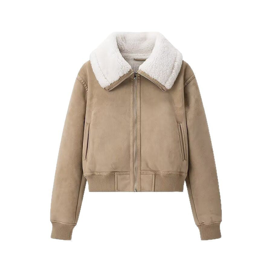 Damen elegante Steppjacke mit weichem Kunstfellkragen und praktischen Taschen Drune