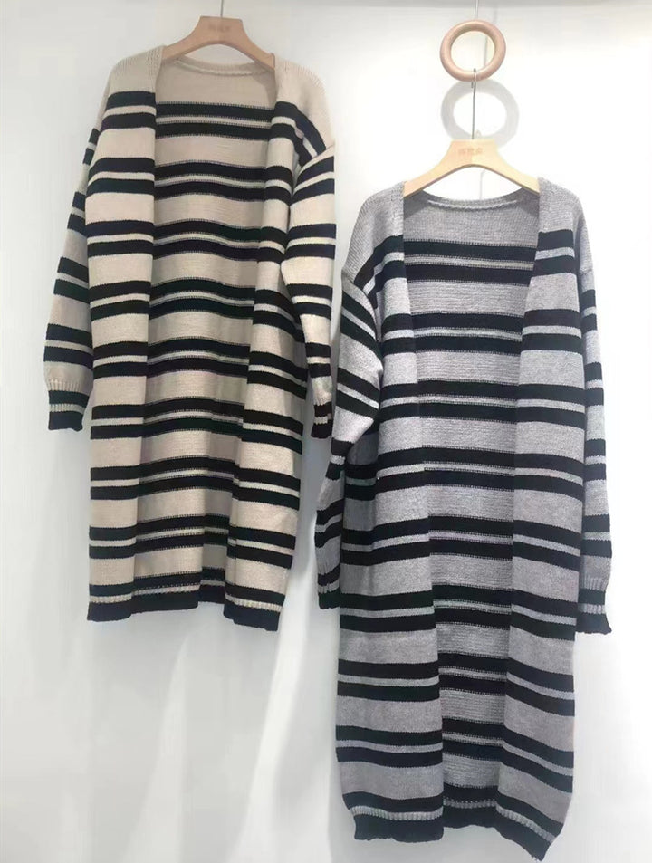 Damen Länger gestrickter Cardigan mit modernen Streifendetails Drune