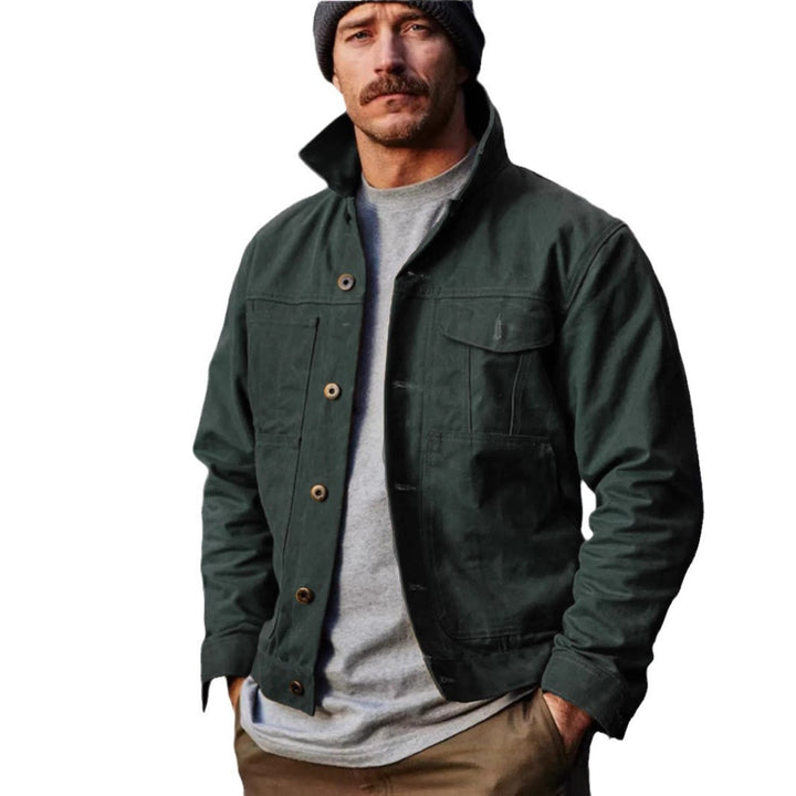 Herren robuste Utility-Jacke mit praktischen Taschen und hohem Kragen Drune
