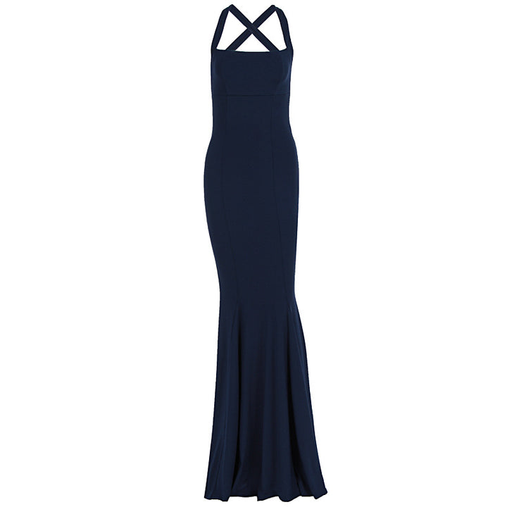 Damen Elegantes langen Kleid mit schulterfreien Trägern und leichtem Schimmer Drune