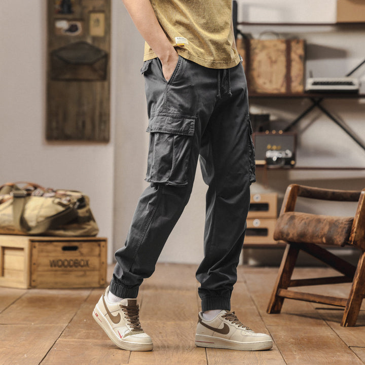 Herren Cargo-Jogger im technischen Utility-Design mit elastischem Tunnelzugbund und Mehrfachtaschen Drune