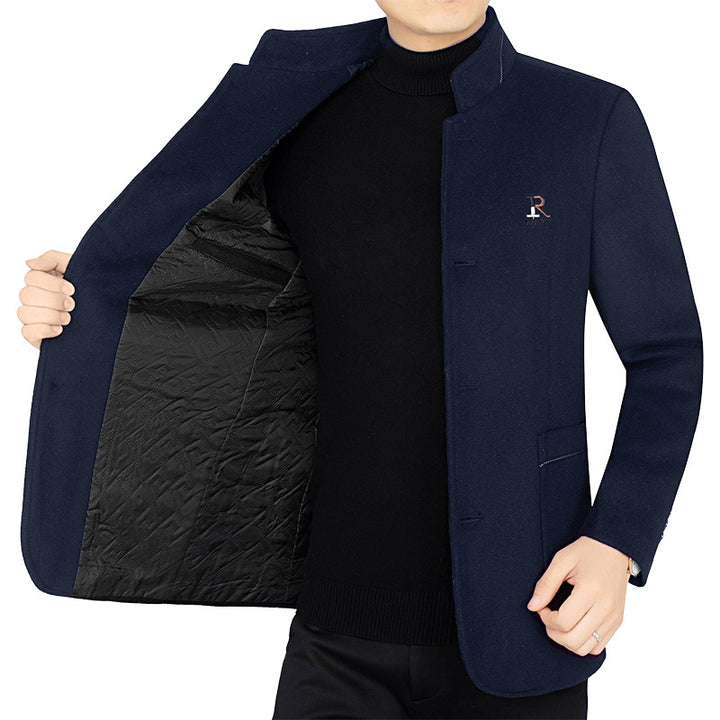 Herren Eleganter Wollmix-Kurzmantel im Mandarin-Kragen mit gesteppter Thermo-Innenfütterung Drune