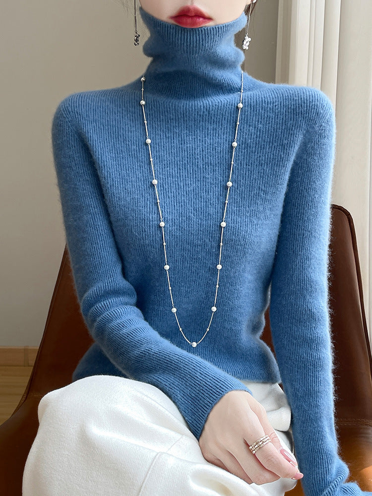 Damen Schmal geschnittener Feinstrick-Rollkragenpullover mit extrafeinem Flauschfinish Drune