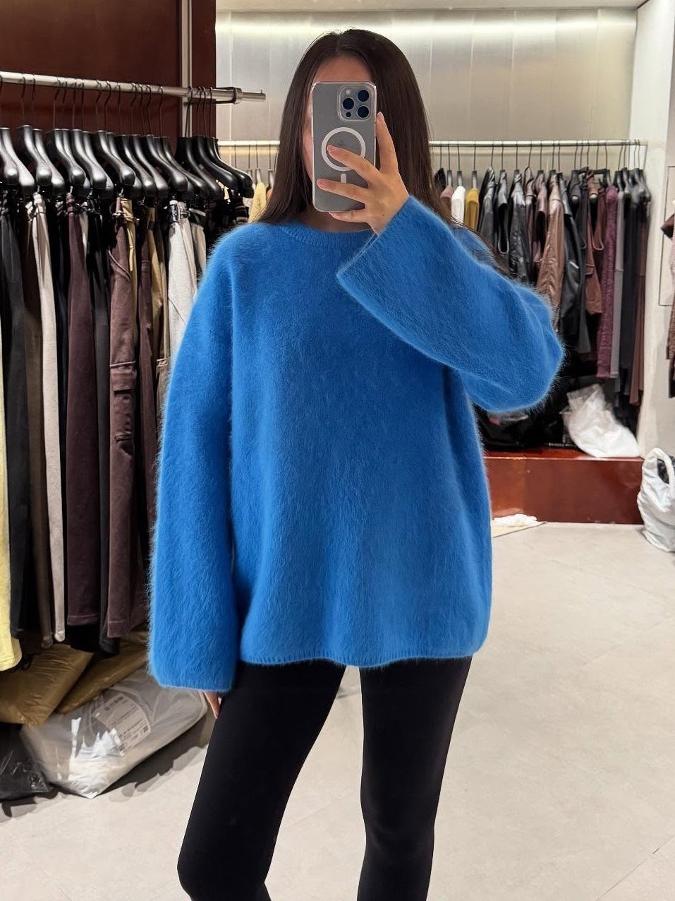 Damen Flauschiger Oversize-Pullover im Angora-Look mit kastiger Silhouette Drune