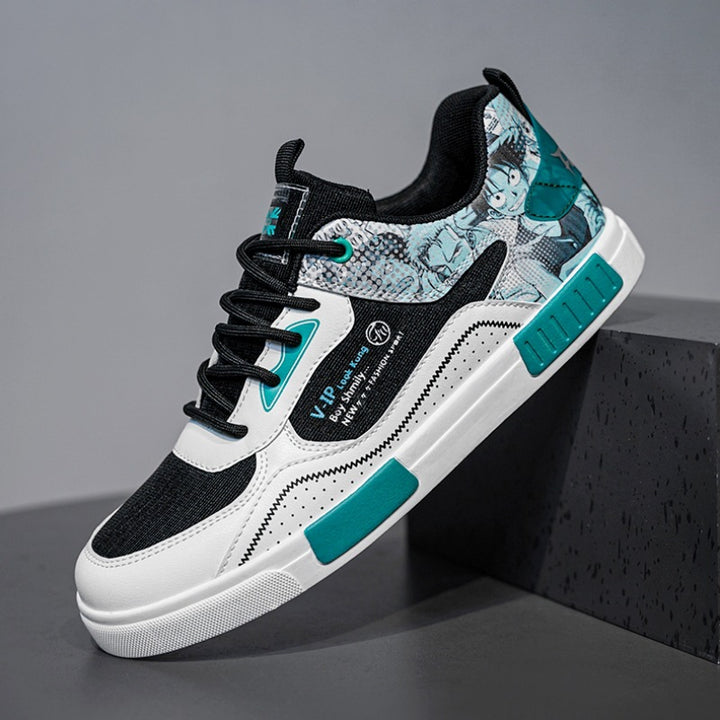 Unisex modischer Low-Top Sneaker mit atmungsaktivem Mesh gedämpfter EVA-Sohle und grafischem Comic-Print Drune