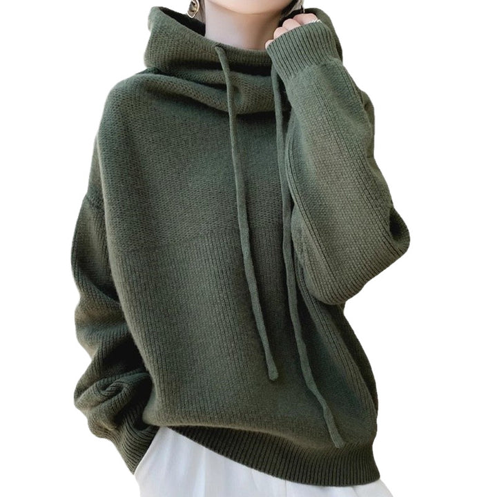 Damen Kuscheliger Rollkragen‑Hoodie aus Feinstrick mit Kordelzug und gerippten Bündchen Drune