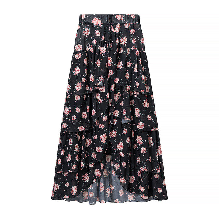 Damen Zweiteiliges Chiffon-Set mit Chokerbluse und stufigem Maxirock Drune