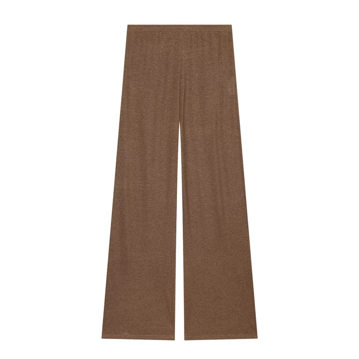 Damen Weite Strickhose mit hoher Taille und ausgestelltem Bein Drune