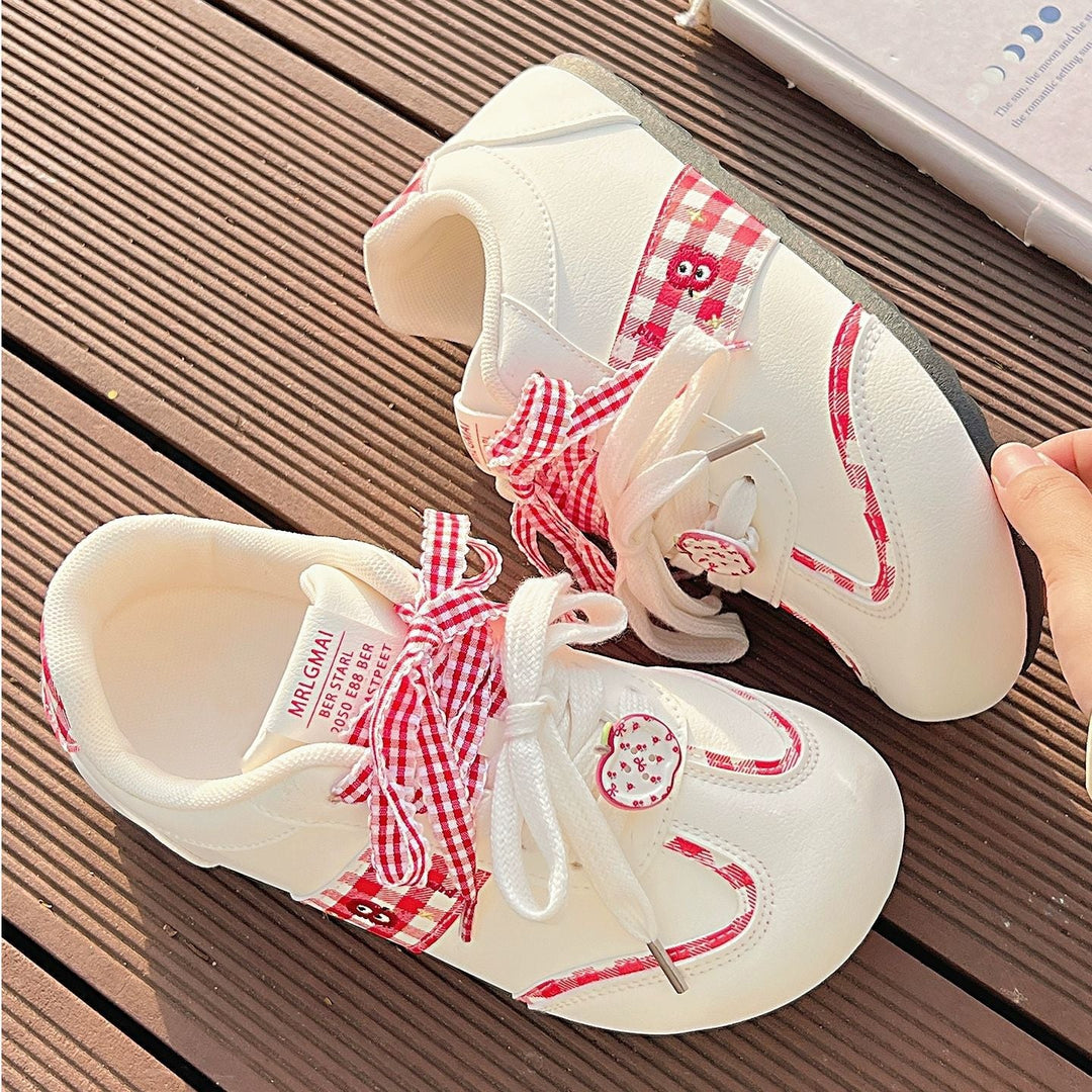 Damen Sneakers mit verspieltem Karomuster und dekorativen Schleifen Drune