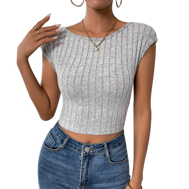 Damen figurbetontes Rippen-T-Shirt Drune