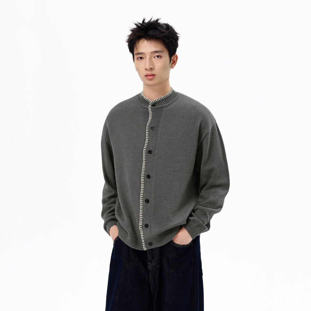 Herren Modische Strickjacke mit Kontrastnähten Drune